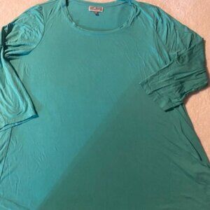 JM Collections Seafoam Green Women's 1X Pull-Over 3/4 Sleeve Scoop Neck T-Shirt